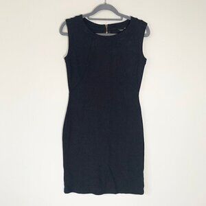 Ann Taylor black fitted sleeveless stretch exposed zipper career dress